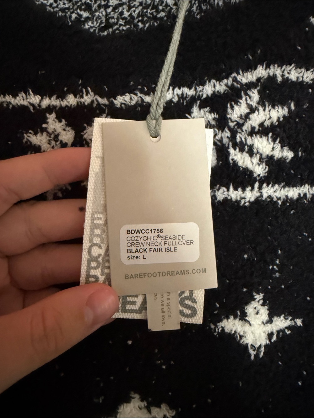 NWT Barefoot dreams black fair isle cozy chic seaside crewneck pullover Large - Picture 4 of 6